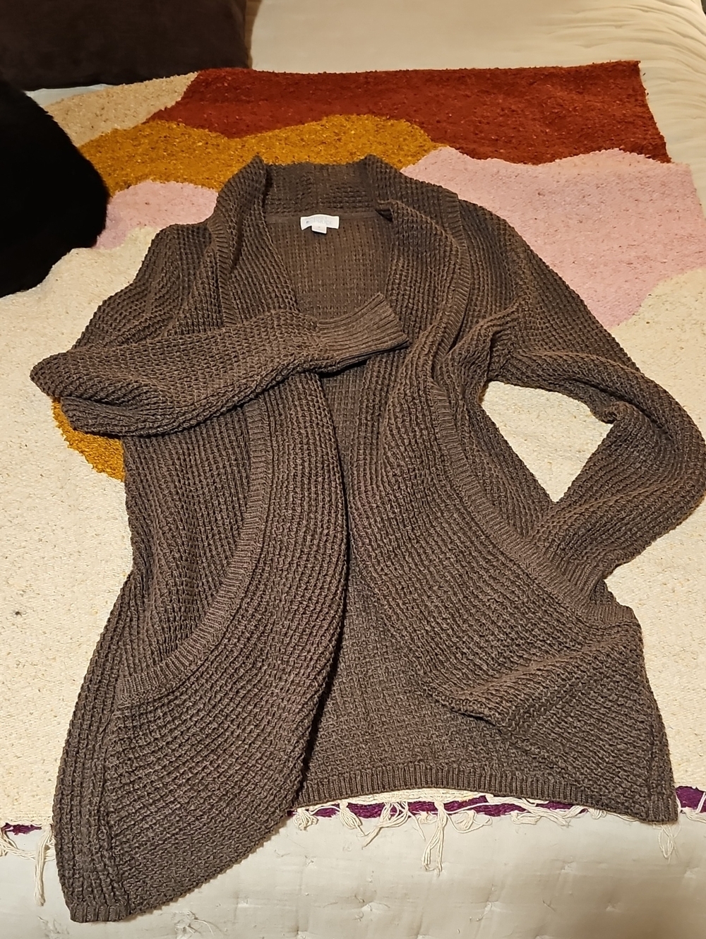 Market & Spruce Chocolate Brown Open-Front Knit Cardigan